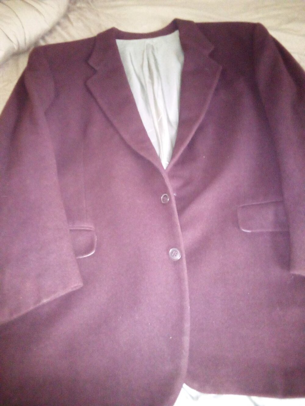 Zylos George Machado Maroon Cashmere/Wool Blend 2 Button Ven 44L
